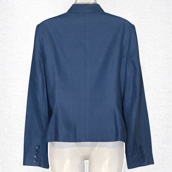 Vintage 90s Talbots Irish Linen Blazer Blue Sz 6 Button Up Lined Coastal Preppy - Picture 6 of 8